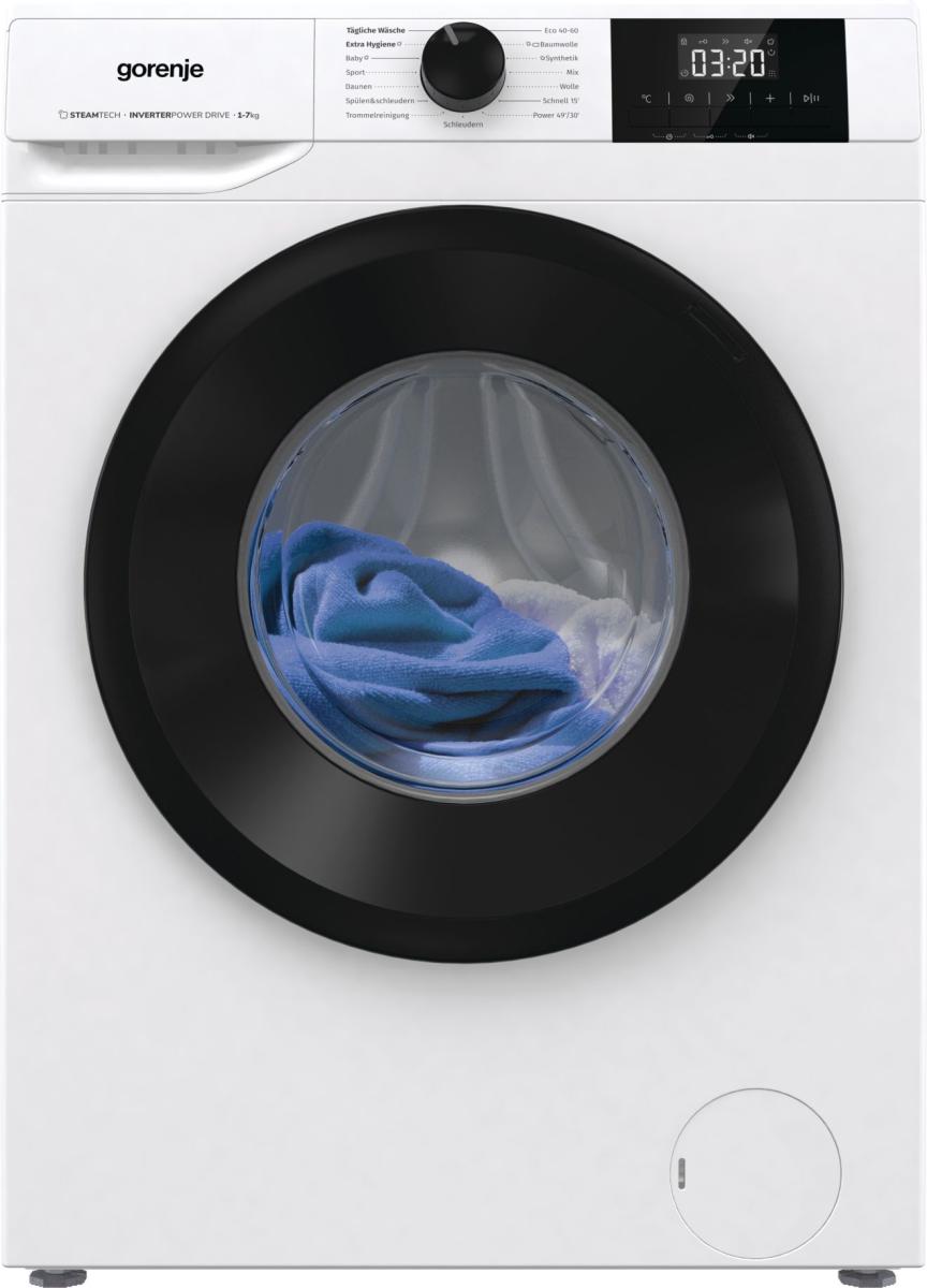 Gorenje Washing machine - W3NGPI72SBS - Energy efficiency class B - Front loading - Washing capacity 7 kg - 1200 RPM - Depth 43.5 cm - Width 59.5 cm - Display - LCD - Steam function