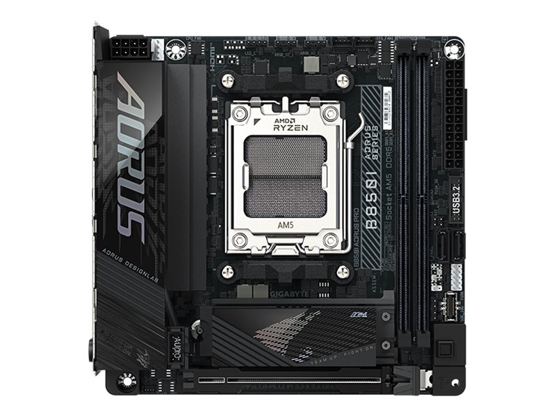 Gigabyte B850I AORUS PRO - Processor family AMD - Processor socket AM5 - DDR5 - Supported hard disk drive interfaces SATA, M.2 - Number of SATA connectors 2