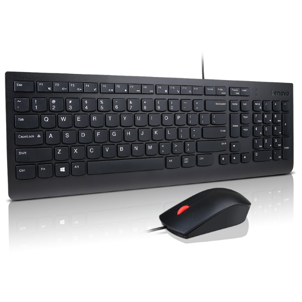 Lenovo Essential - Keyboard and Mouse Combo - Wired - US Euro - Black