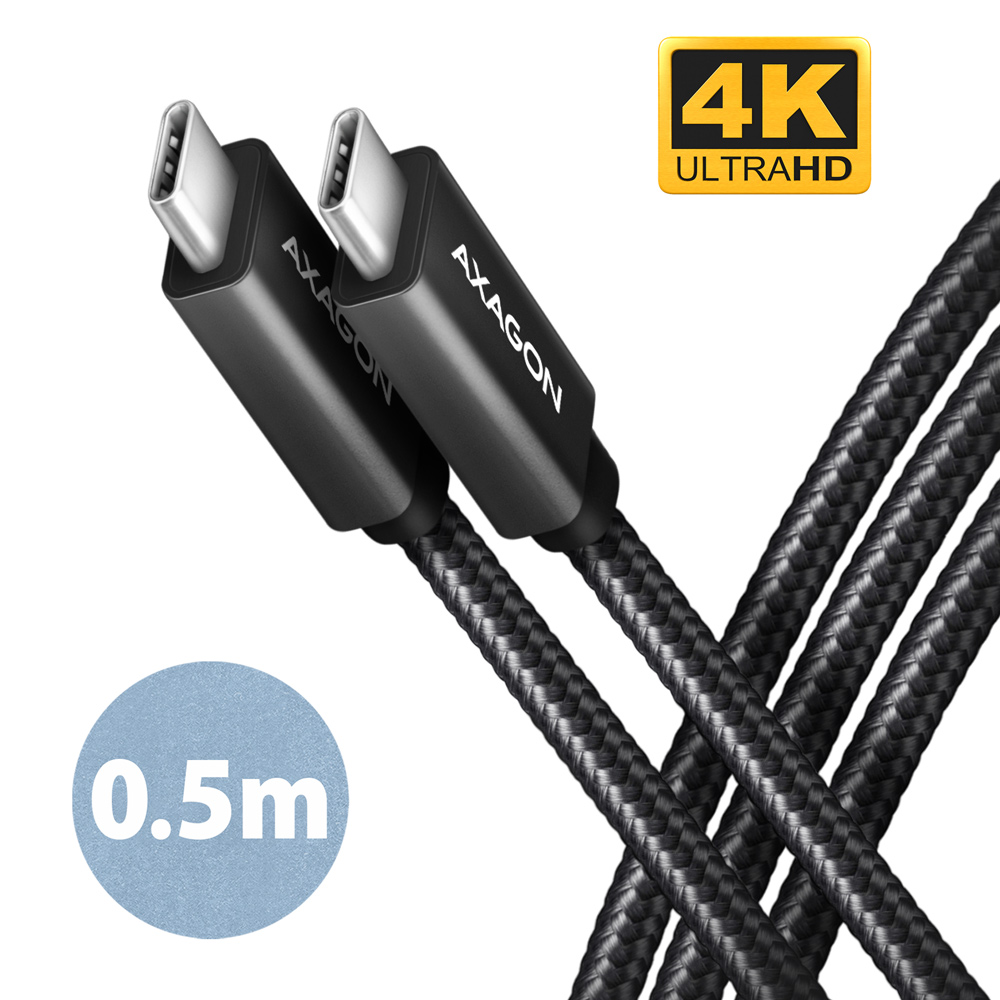 AXAGON - SPEED + USB-C, USB 20Gbps Cable, 0.5 m - BUCM32-CM05AB - USB Type-C to USB Type-C