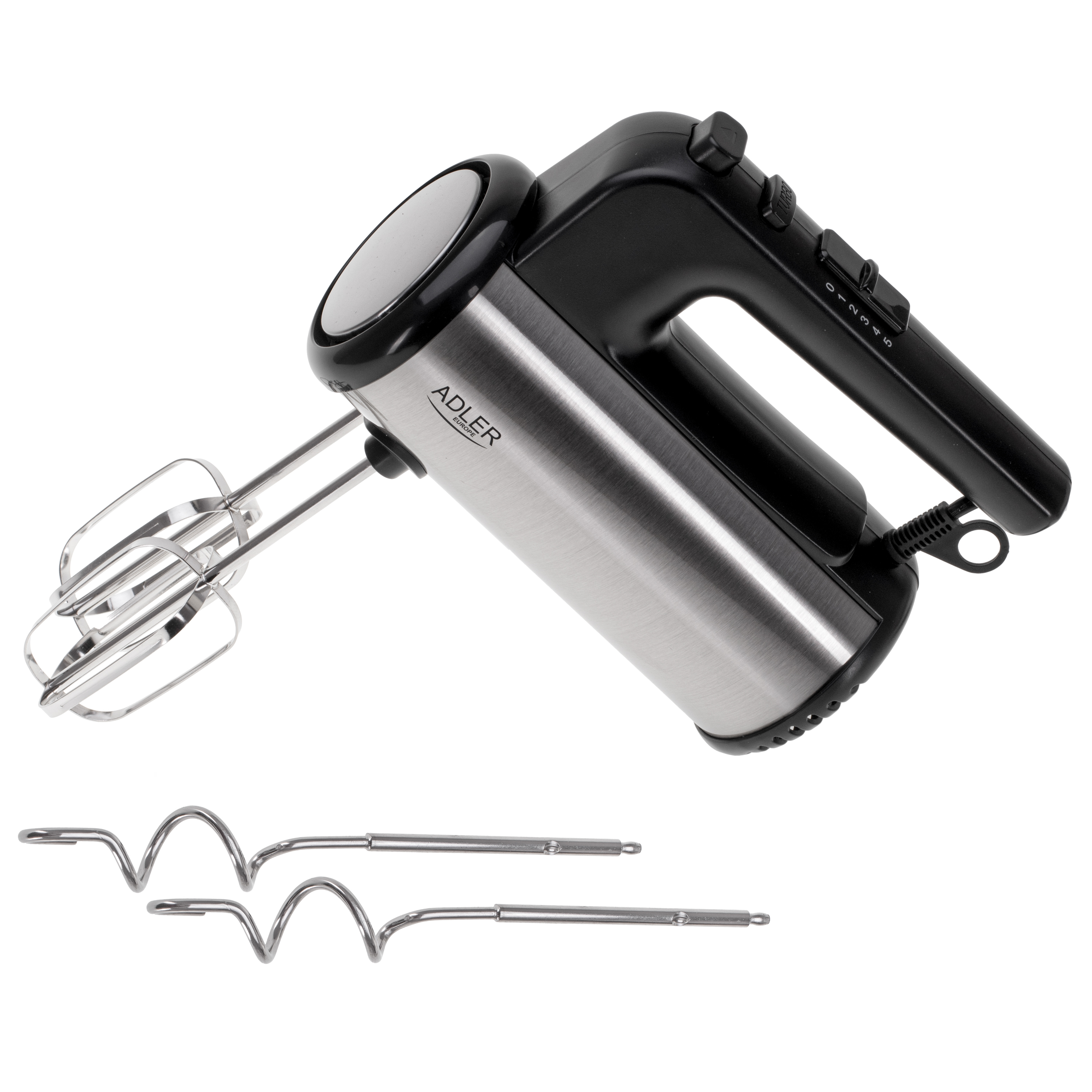 Adler Hand mixer - AD 4232 - Hand Mixer - 900 W - Number of speeds 5 - Turbo mode - Black/Stainless Steel