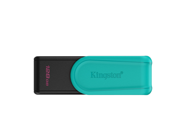Kingston USB Flash Drive - DataTraveler Exodia S - 128 GB - USB 3.2 Gen 1 - Black/Turquoise