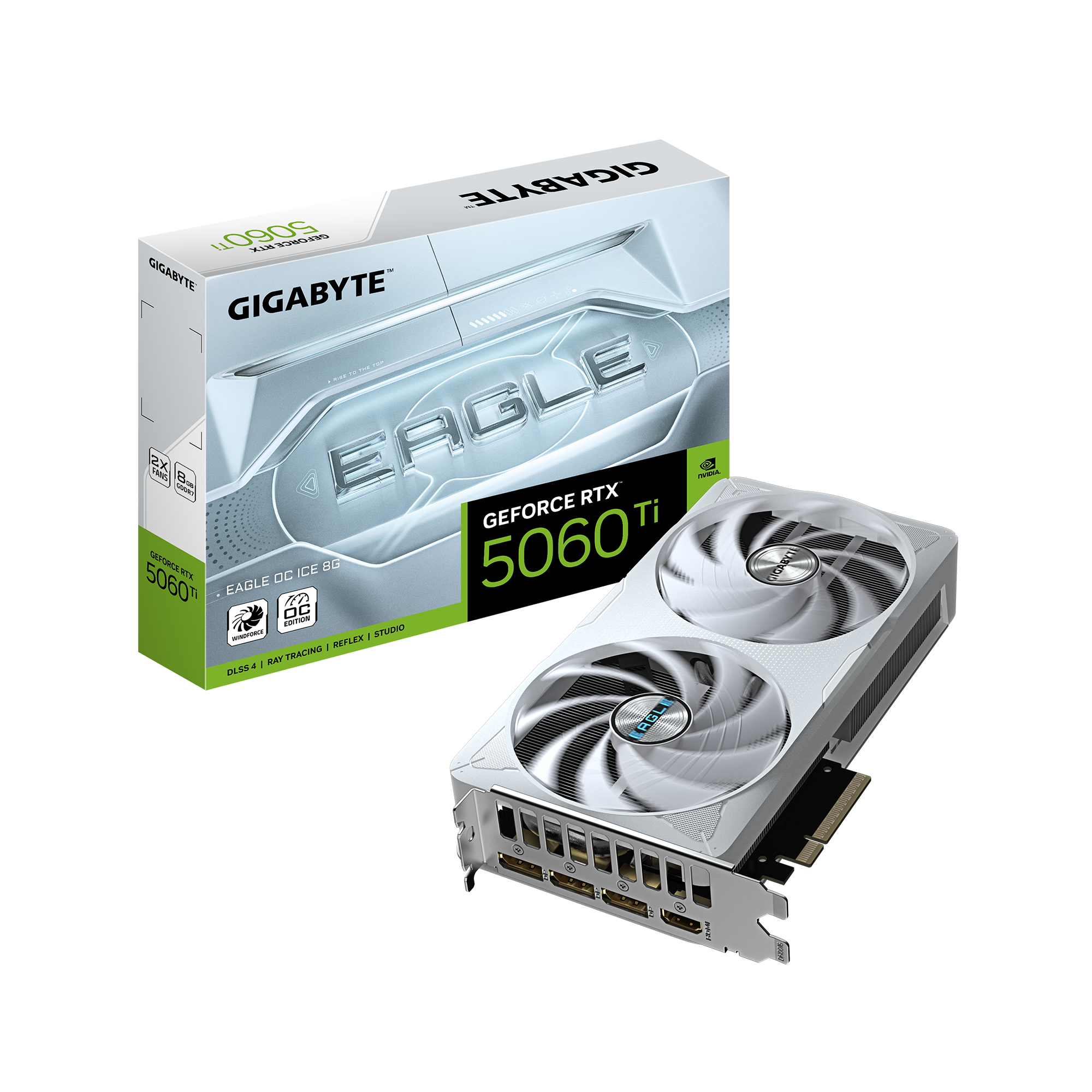Gigabyte GeForce RTX 5060 Ti EAGLE OC ICE 8G - NVIDIA - 8 GB - GeForce RTX 5060 Ti - GDDR7 - HDMI ports quantity 1 - PCI-E 5.0
