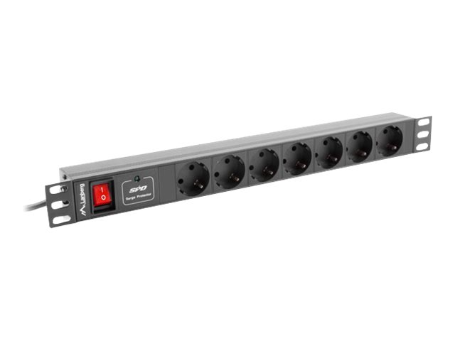 Lanberg - Power Distribution unit (PDU) 19" 1U 10A 2M 7X Schuko Outlets - PDU-07F-0200-IEC-BK