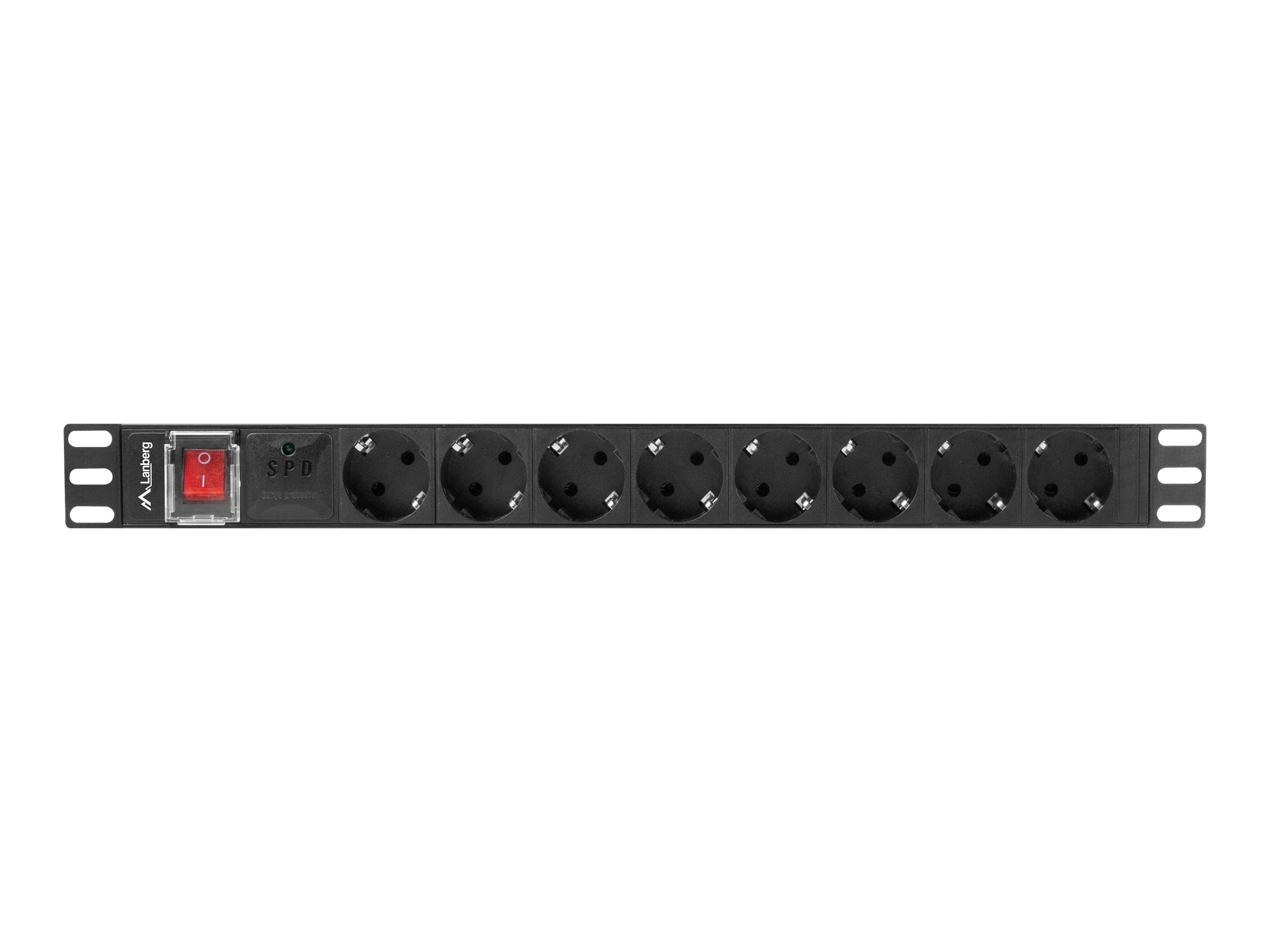 Lanberg Power Distribution unit (PDU) 19" 1U 16A 2m 8X Schuko oulets - PDU-08F-0200-BK