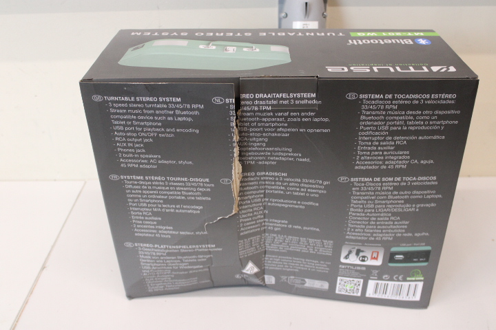 SALE OUT. Muse Turntable Stereo System - MT-201WG - Turntable Stereo System - USB port - DAMAGED PACKAGING, DAMAGED MUSIC BOX, BROKEN HINGE - AUX in