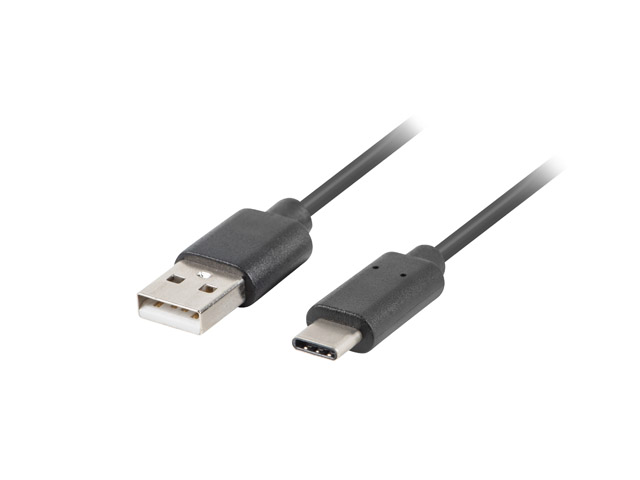 Lanberg - USB Type-C to USB Type-A 2.0 Cable Black QC 3.0, 1 m - CA-USBO-20CU-0010-BK - USB Type-C to USB Type-A