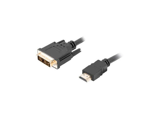 Lanberg HDMI to DVI-D Cable, Single Link with Gold-Plated Connectors - CA-HDDV-10CC-0018-BK - HDMI to DVI-D - 1.8 m