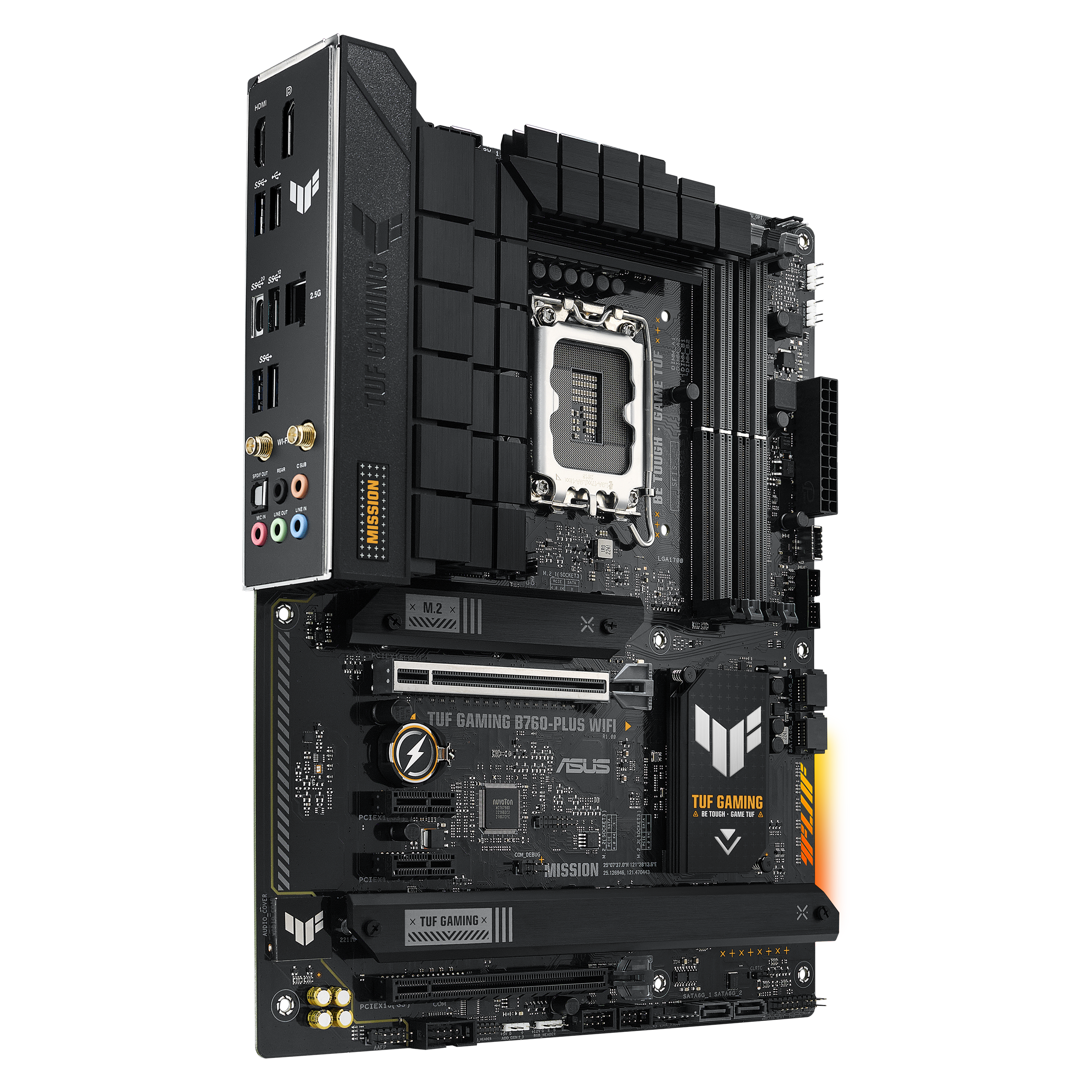 Asus TUF GAMING B760-PLUS WIFI - Processor family Intel - Processor socket LGA1700 - Supported hard disk drive interfaces SATA, M.2 - Number of SATA connectors 4