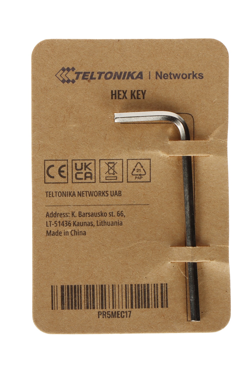 Teltonika Hex Key 19 x 53 x 2.5 mm Nickel Angled, Silver - PR5MEC17