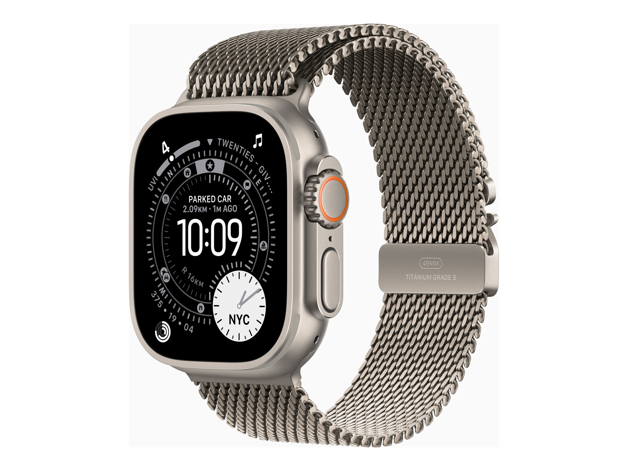 Apple Watch Ultra 3 GPS + Cellular 49mm Natural Titanium Case with Natural Titanium Milanese Loop - Medium - Apple