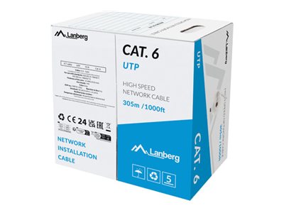 Lanberg - LAN Cable Cat.6 305M Solid CCA Grey Fluke Passed - LCU6-15CC-0305-S