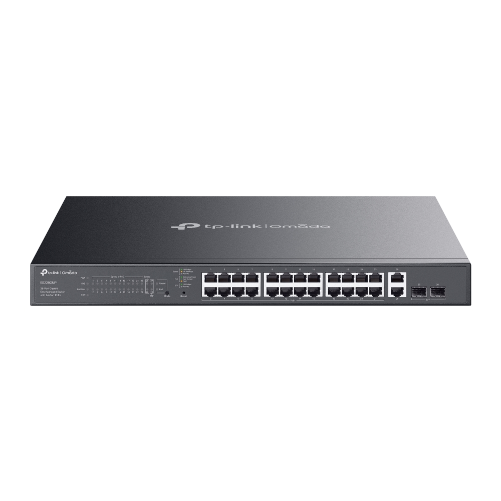 TP-LINK Omada 28-Port Gigabit Easy Managed Switch with 24-Port PoE+ - ES228GMP - Managed - Rackmountable - SFP ports quantity 2