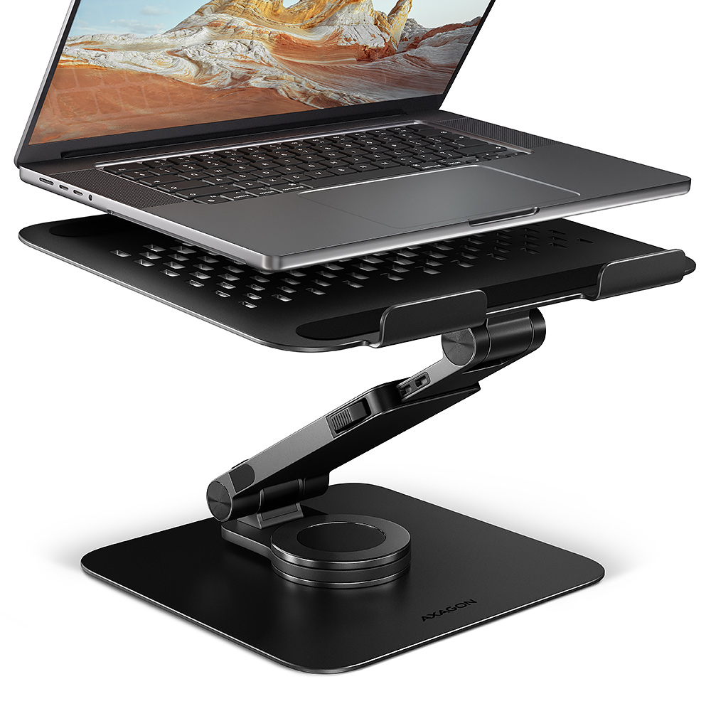 AXAGON STND-LRB stand with 360° rotation for laptops and tablets - Adjustable Height, Angle - 10-17.3 " - Maximum weight (capacity) 5 kg - Black