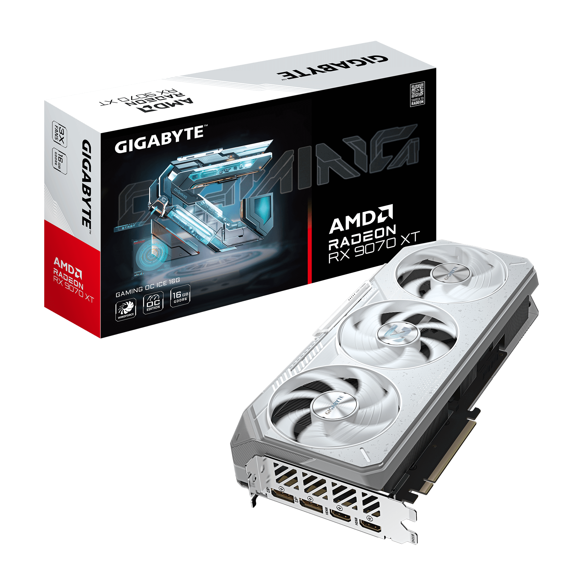 Gigabyte Radeon RX 9070 XT GAMING OC ICE 16G - AMD - 16 GB - Radeon RX 9070 XT - GDDR6 - HDMI ports quantity 2 - PCI-E 5.0