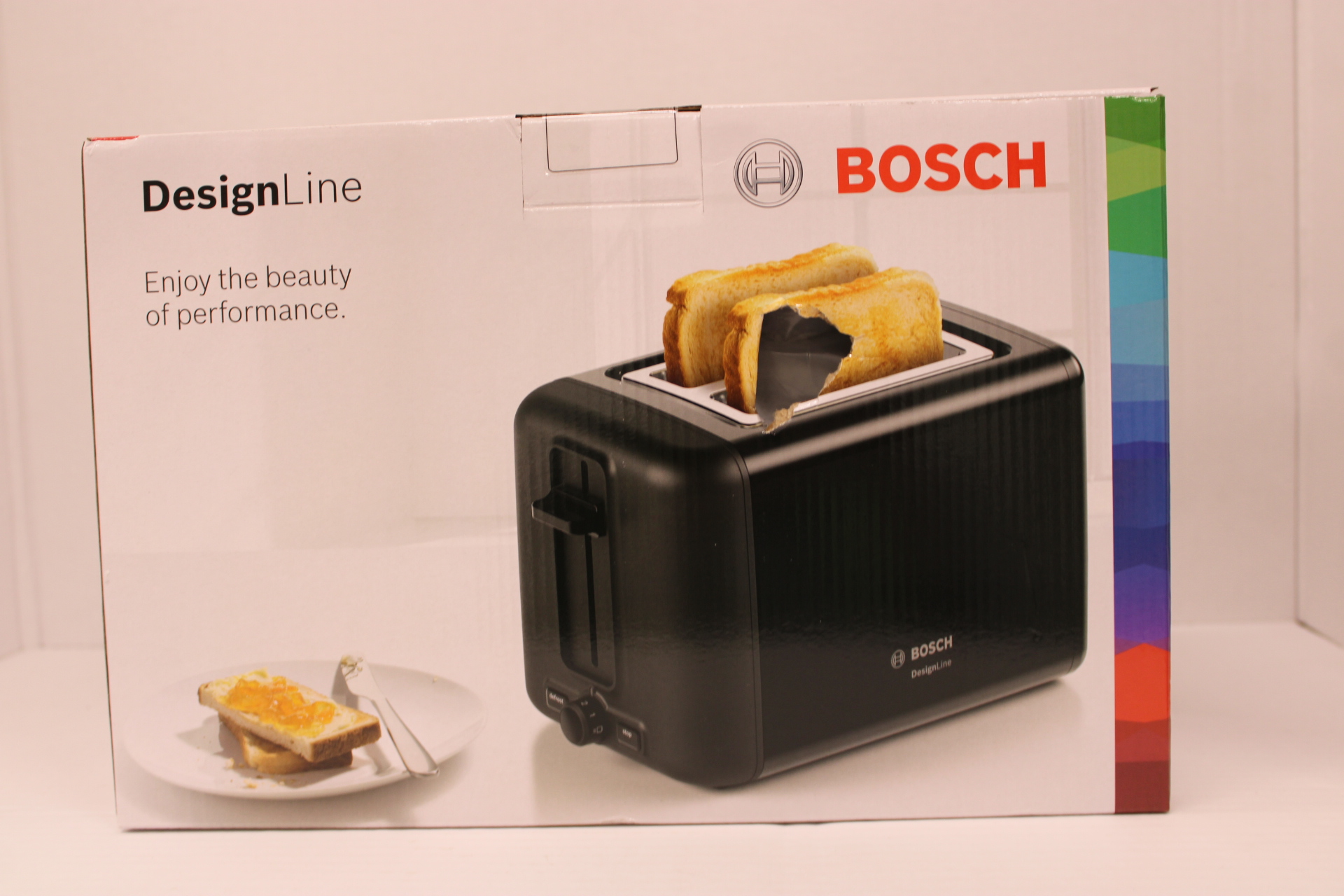 SALE OUT.  - Bosch DesignLine Toaster - TAT3P423 - Power 970 W - Number of slots 2 - Housing material Stainless steel - Black - DAMAGED PACKAGING