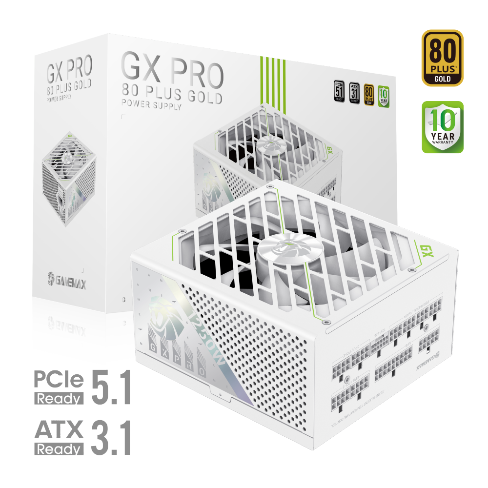 Gamemax PSU - GX PRO 1250G WH - 1250 W - Gold - White - Full Modular