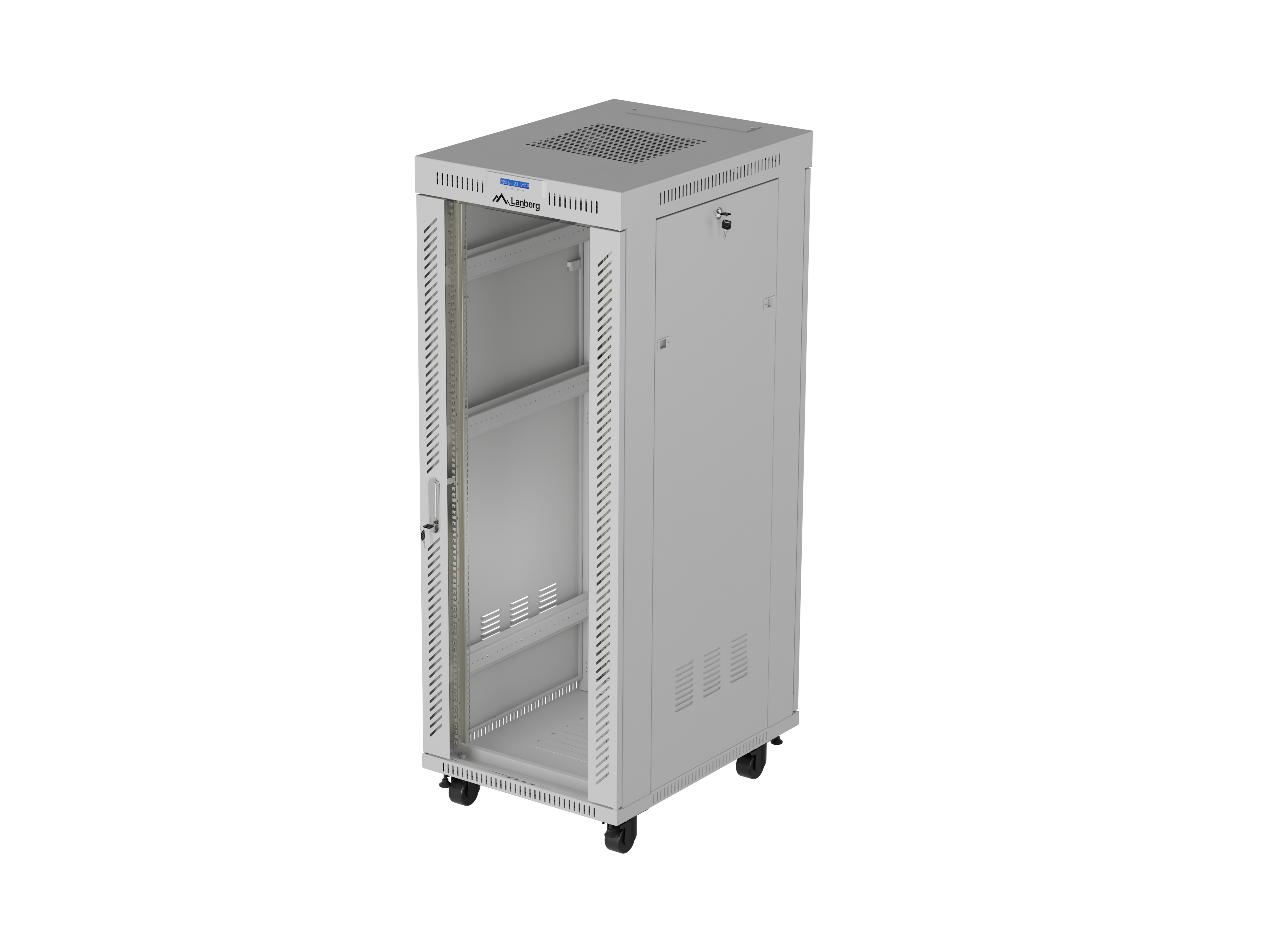 Lanberg Rack cabinet 19" free-standing 32U/600x800 (flat pack) with glass door LCD V2, grey