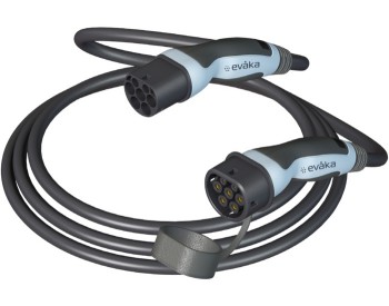 Evaka EV charging cable Type2-Type2, 22 kW, 32 A, 5x6 mm2, 1x0.5 mm2, 5 m - EVA503325 - Black