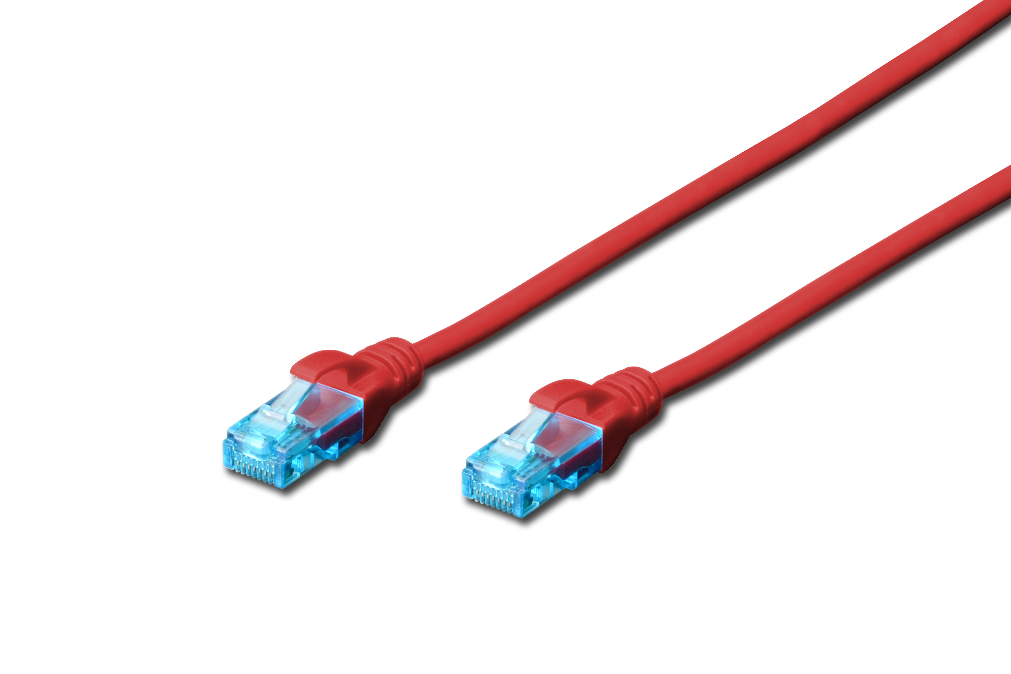 CAT 5e U-UTP - Patch cord - PVC AWG 26/7 - Boots with kink protection, strain relief and latch protection - Red - 0.5 m - Modular RJ45 (8/8) plug