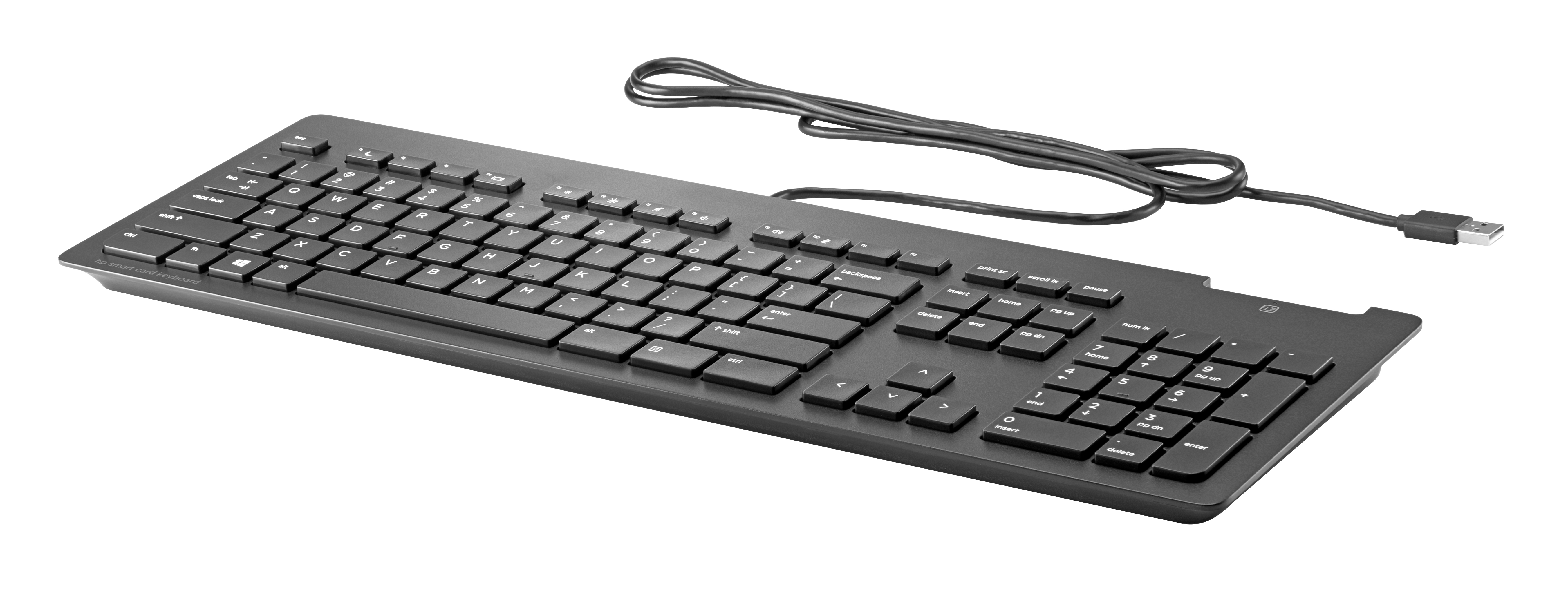 HP Slim v2 USB Wired Keyboard - Smartcard - Black - US ENG
