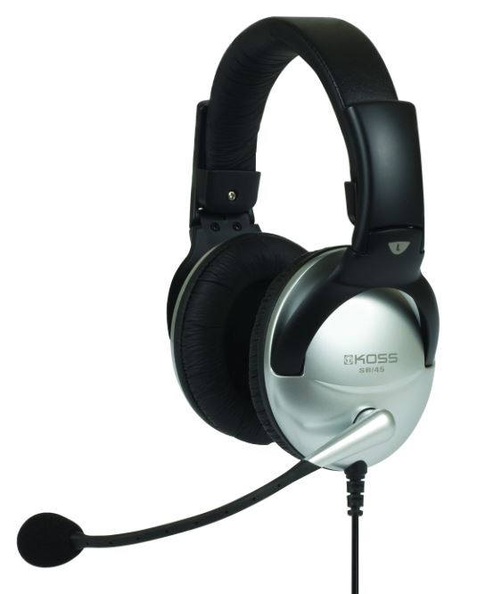 Koss - Headphones - SB45 - Wired - On-Ear - Microphone - Silver/Black - Noise canceling