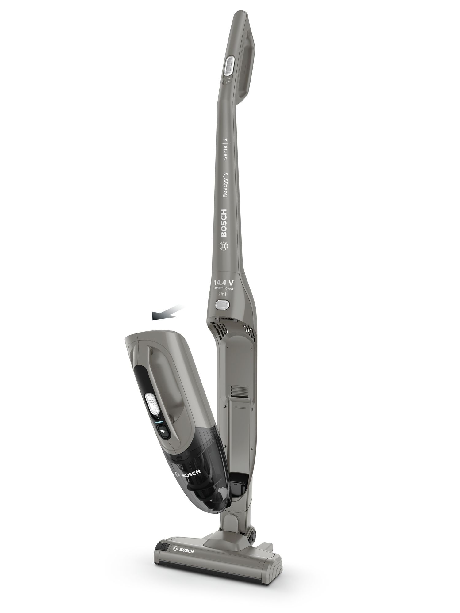Bosch - Vacuum cleaner - Readyy'y Serie 2 BBHF214G - Cordless operating - Handstick and Handheld - - W - 14.4 V - Operating time (max) 35 min - Grey - Warranty 24 month(s) - Battery warranty 24 month(s)