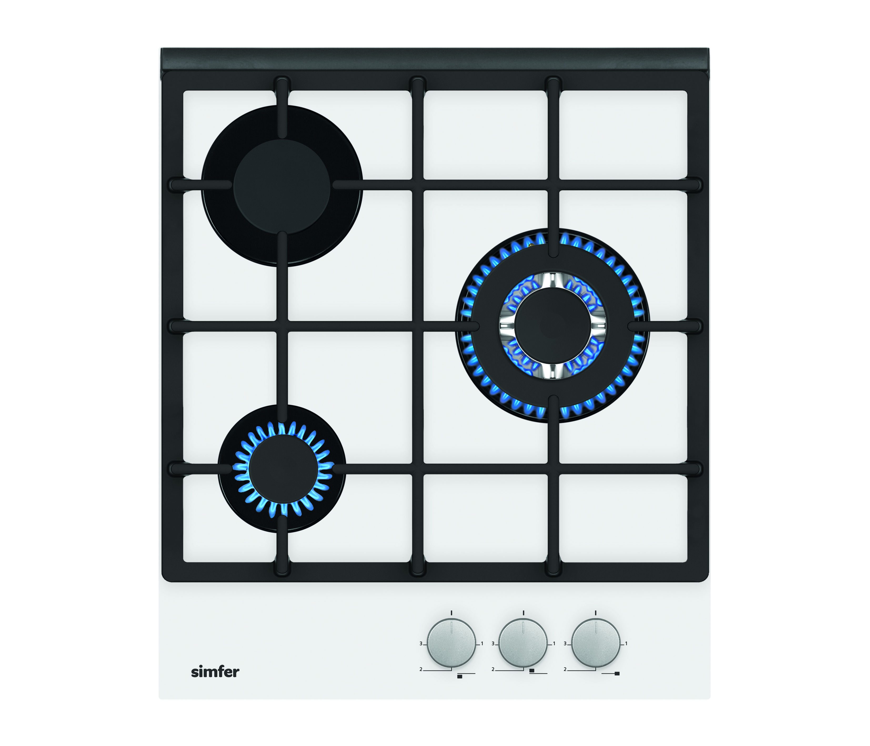 Simfer - Hob - H4.305.HGSBB - Gas on glass - Number of burners/cooking zones 3 - Rotary knobs - White