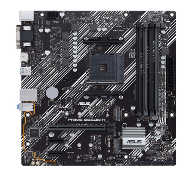 Asus - PRIME B550M-K - Processor family AMD - Processor socket AM4 - DDR4 - Memory slots 4 - Chipset AMD B - Micro ATX