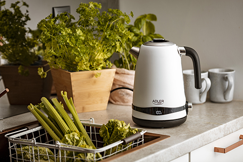 Adler - Kettle - AD 1295w - Electric - 2200 W - 1.7 L - Stainless steel - 360° rotational base - White