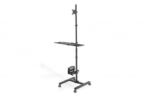 Digitus - Mobile workstation with individual height adjustment - DA-90374 - Monitor Mount, PC Holder - 17-32 " - Black