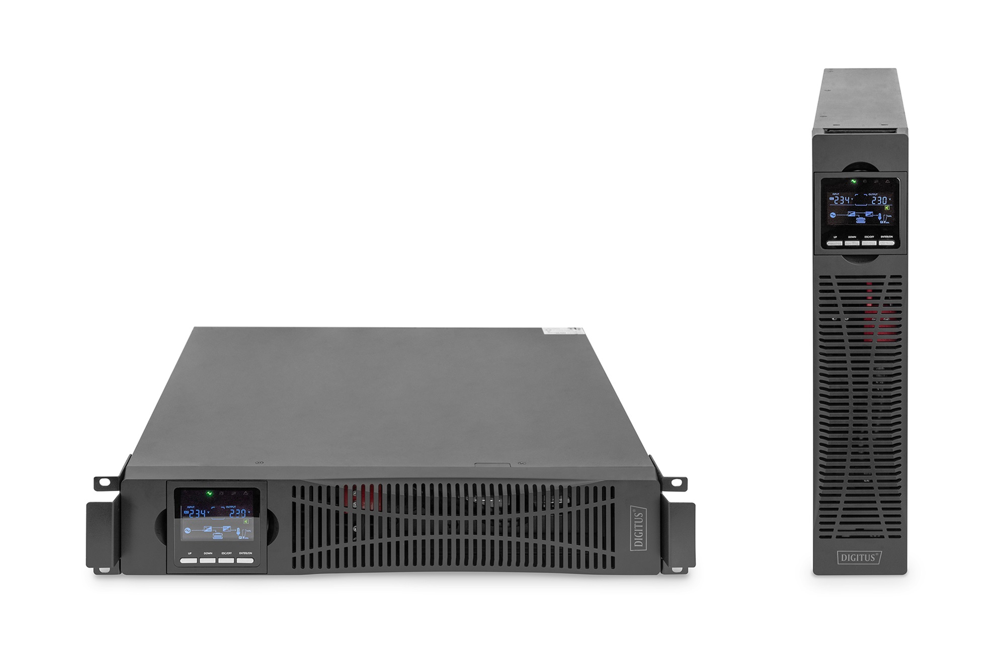 DIGITUS OnLine UPS, rack/tower, 3000VA, 3000W, LCD, 8 x C13, 1 x C19, RS-232, USB, SNMP card (optional), relay card (optional)  - Digitus - OnLine UPS - DN-170096, 3000 VA / 3000 W - 3000 VA - 3000 W - C20