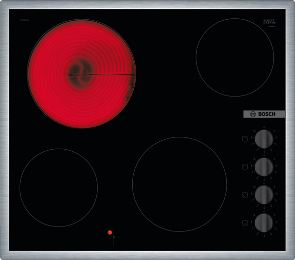 Bosch - Hob - PKE645CA2E - Vitroceramic - Number of burners/cooking zones 4 - Rotary knobs - Black