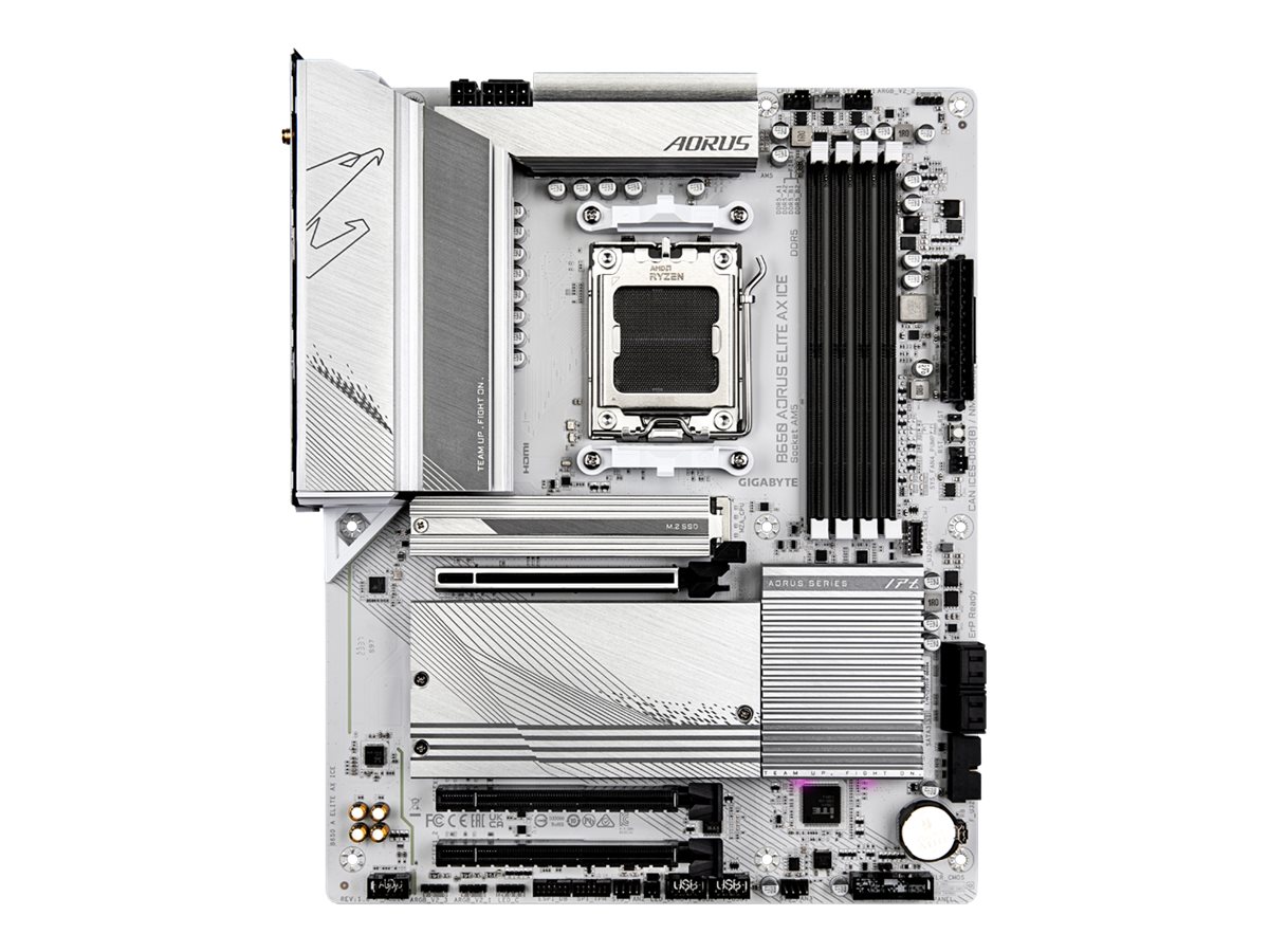 Gigabyte - B650 A ELITE AX ICE - Processor family AMD - Processor socket AM5 - DDR5 DIMM - Supported hard disk drive interfaces SATA, M.2 - Number of SATA connectors 4