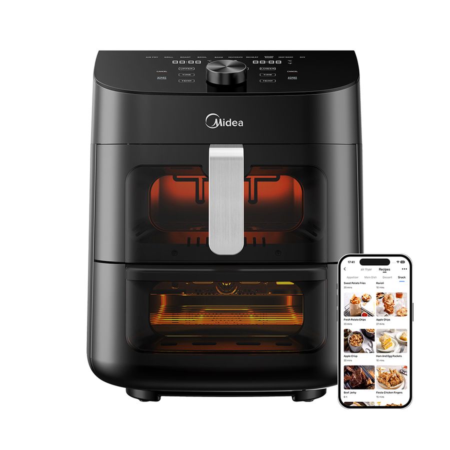 Midea Two Zone Airfryer - MAD1100DADK - Power 1850 W - Capacity 4.4/6.4 L - Rapid Air technology - Black