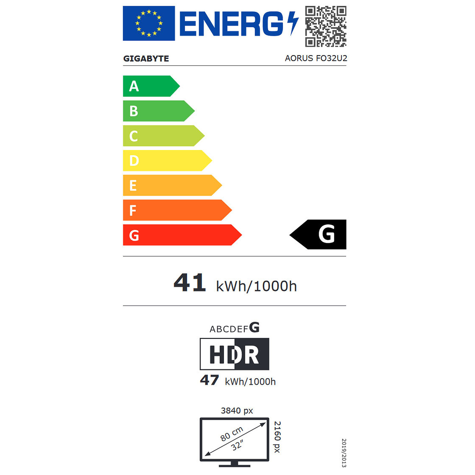 Gigabyte - AORUS FO32U2 EK1 - 31.5 " - OLED - 16:9 - 240 Hz - 0.03 ms - 3840 x 2160 pixels - 250 cd/m² - HDMI ports quantity 2 - Black - Warranty 36 month(s)