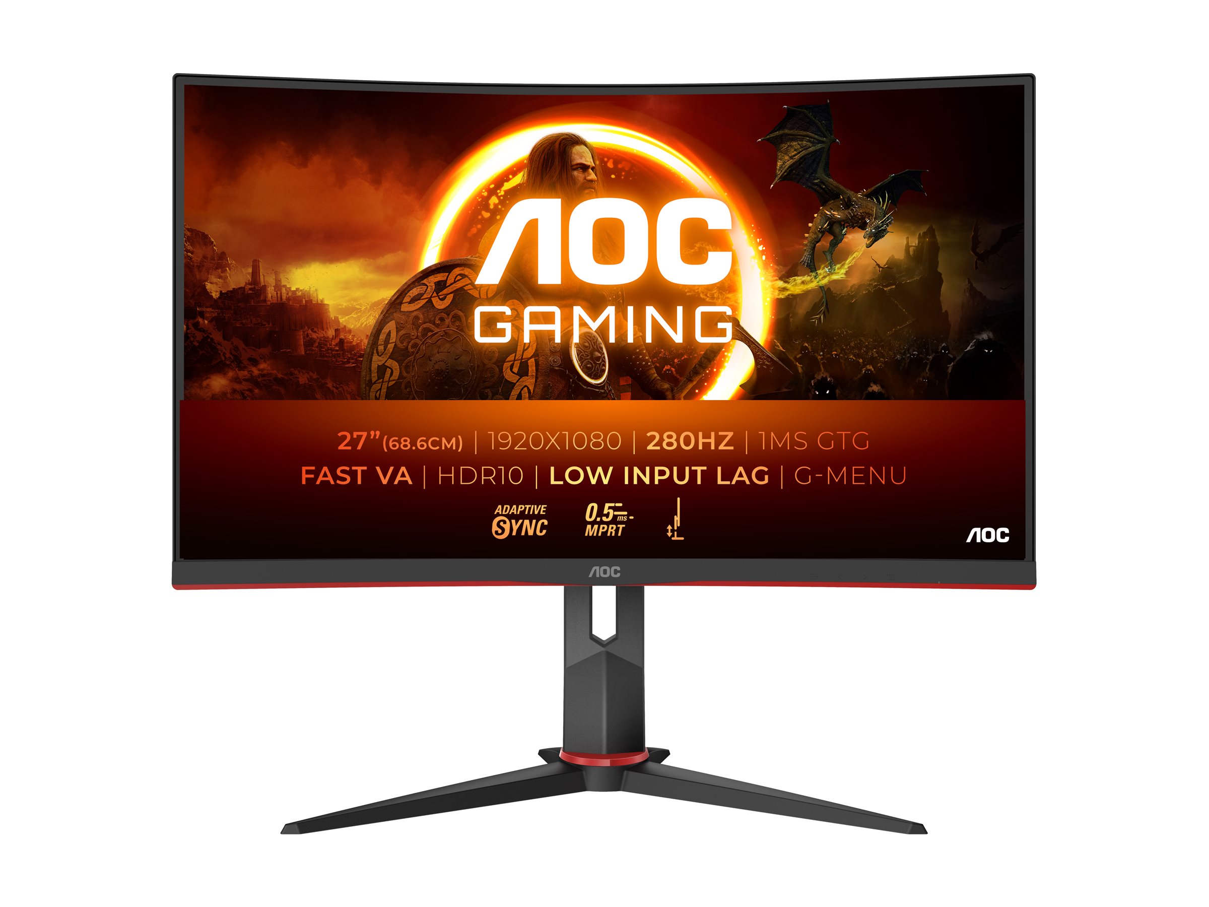 AOC - C27G2Z3/BK - 27 " - VA - FHD - 16:9 - 280 Hz - 1 ms - 1920 x 1080 pixels - 300 cd/m² - HDMI ports quantity 2 - Warranty 36 month(s)