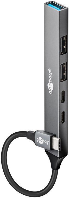 Goobay Slim 5-Port USB Hub, USB-C to USB-C/USB-A, 5 Gbit/s - 74460