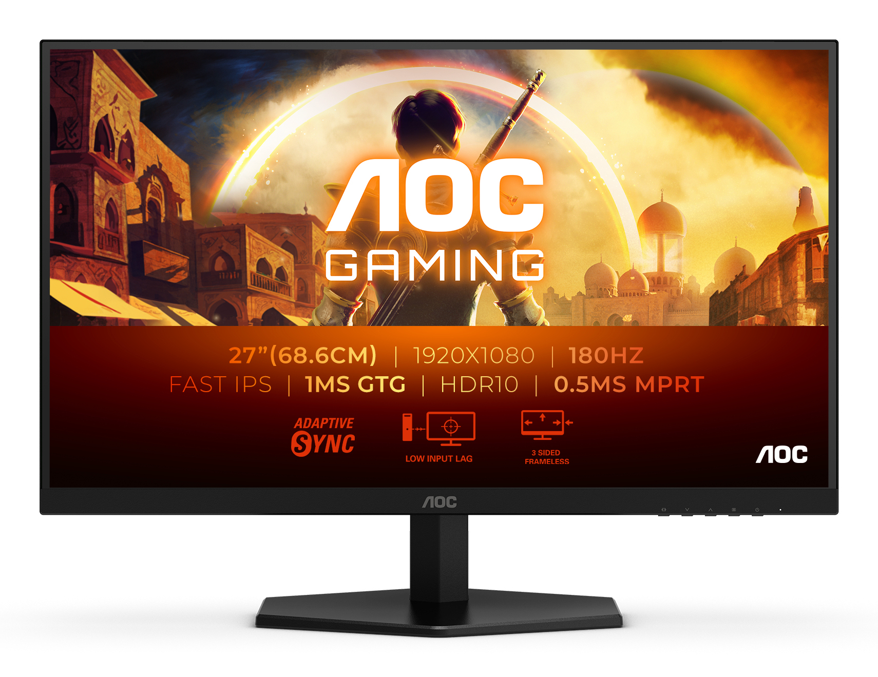 AOC - 27G42E - 27 " - IPS - FHD - 16:9 - 180 Hz - 1 ms - 1920 x 1080 pixels - 300 cd/m² - HDMI ports quantity 1 - Black