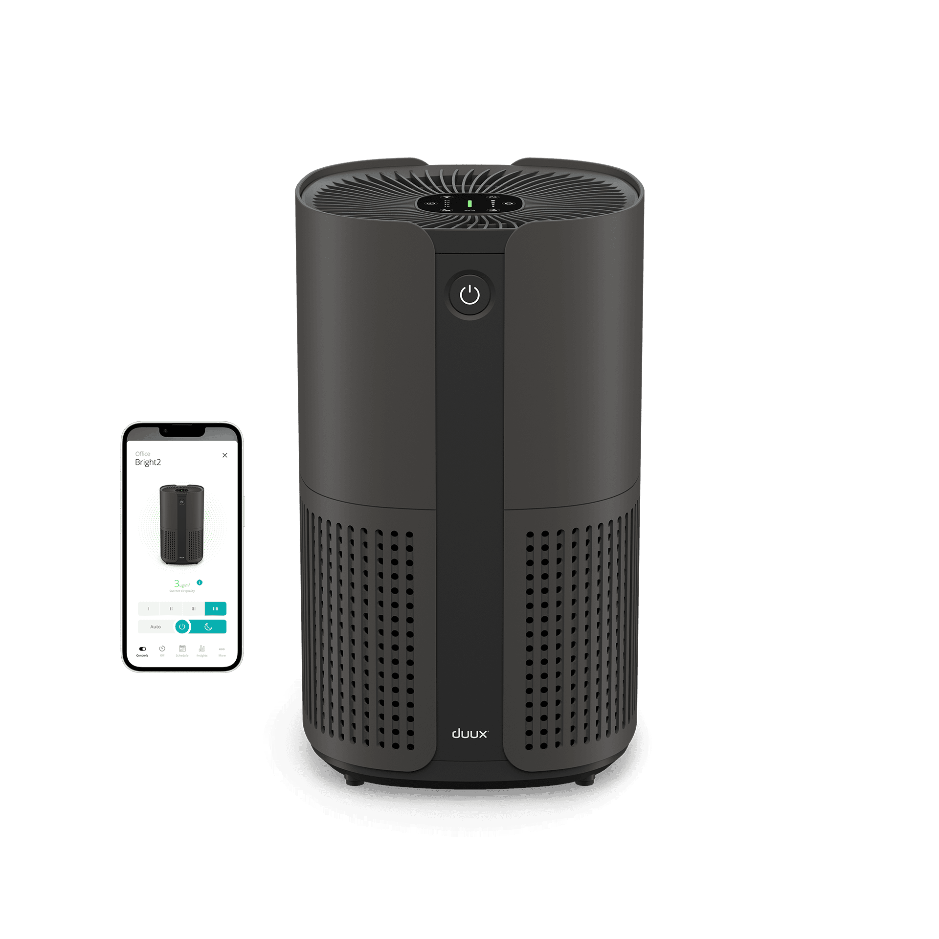 Duux Smart Air Purifier - Bright 2 - 4-22 W - Suitable for rooms up to 42 m² - Black