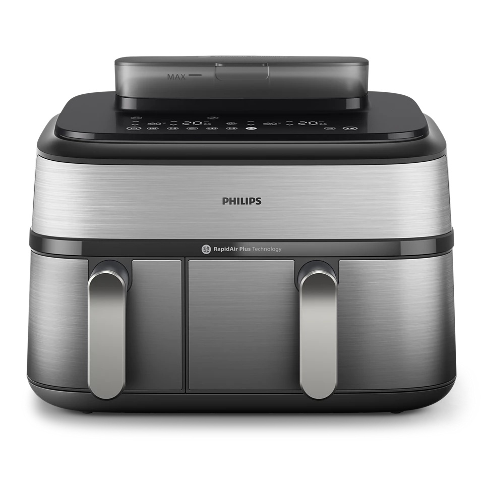 Philips Dual Basket Airfryer - NA555/00 5000 series - Power 2750 W - Capacity 9 L - RapidAir Plus - Silver