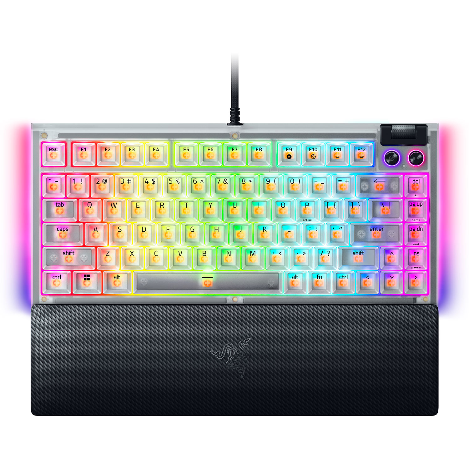 Razer Hot-swappable Mechanical Gaming Keyboard - BlackWidow V4 75% - Gaming Keyboard - Wired - US - Razer Mechanical Switches (Tactile) - Phantom White Edition