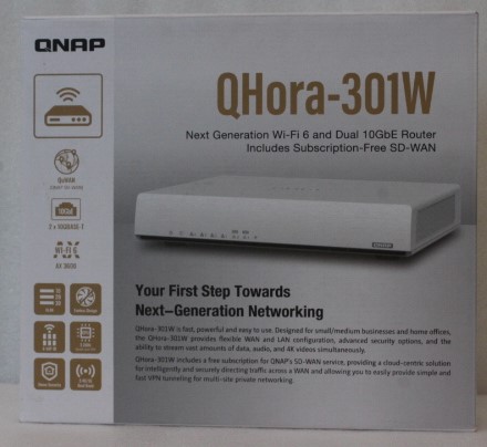 SALE OUT. QNAP QHora-301W WiFi 6 up to 3.5Gbps Speed AX optimized Quad-Core Processor 4x4 MU-MIMO & OFDMA 2* 10GbE (Multi-Gig) WAN/LAN adjus - SALE OUT. QNAP Dual bandRouter - QHora-301W - 802.11ax - Ethernet LAN (RJ-45) ports 6 - Mesh Support Yes - MU-Mi