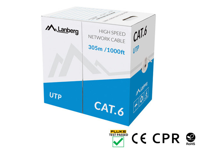 Lanberg - LAN Cable Cat.6 UTP Solid CU CPR + Fluke Passed - LCU6-11CU-0305-S