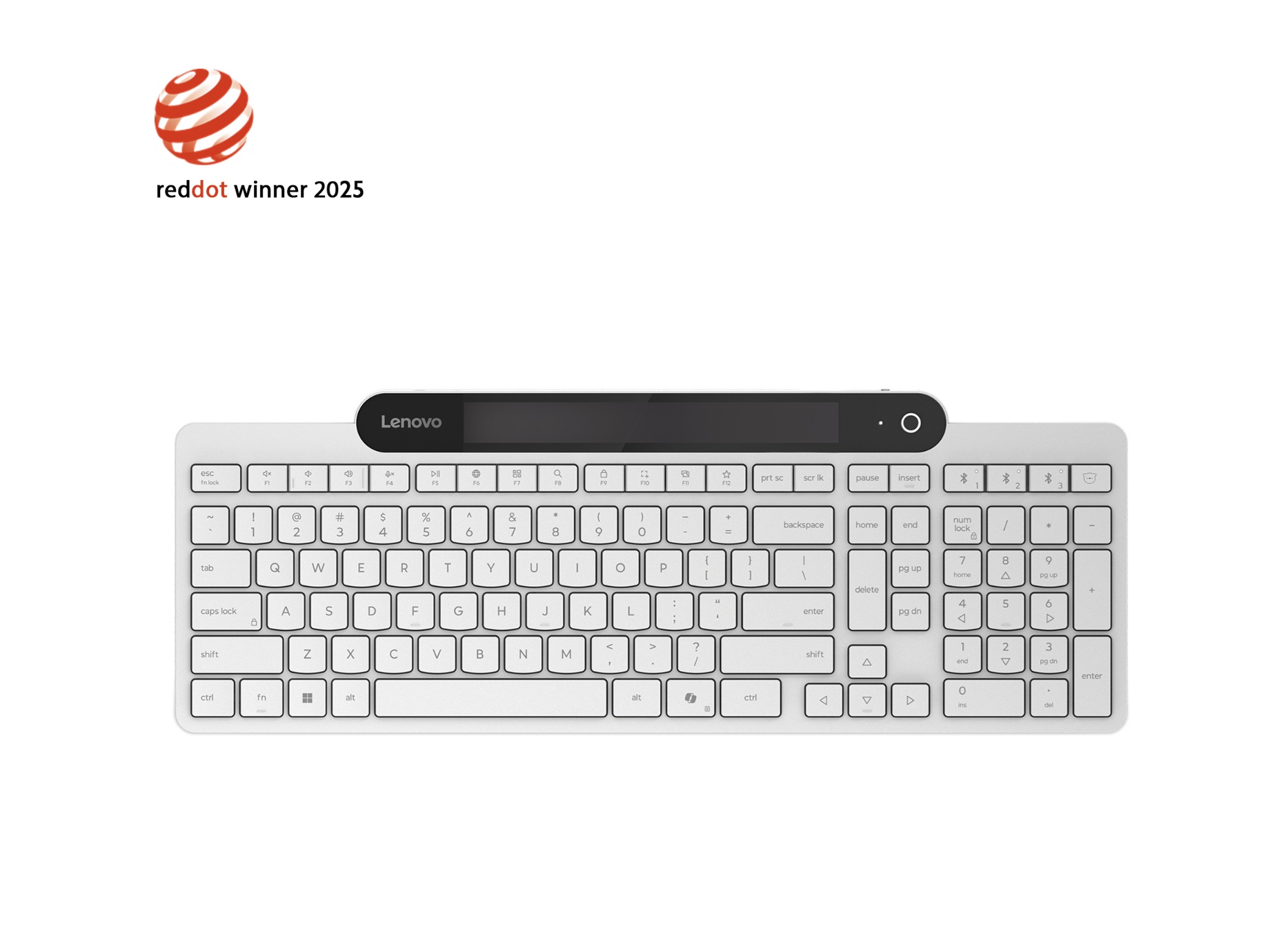 Lenovo 800 Self-Charging Bluetooth Keyboard-US English - Keyboard - Bluetooth - US English - White