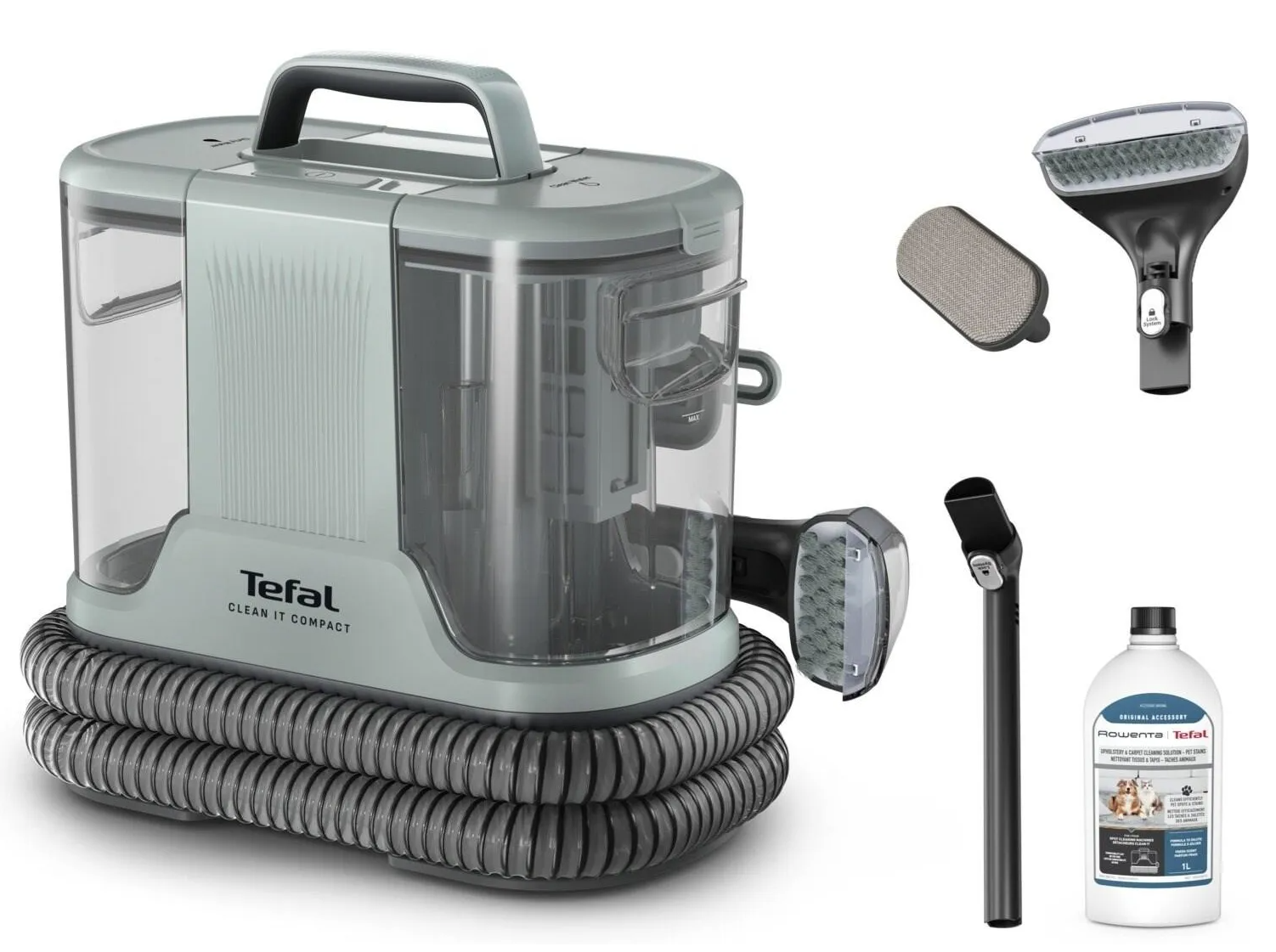 TEFAL Carpet and Upholstery Cleaner - IZ3020F0 Clean it Compact - Corded operating - Washing function - 400 W - Operating radius 5.65 m - 220-240 V - Eucalyptus
