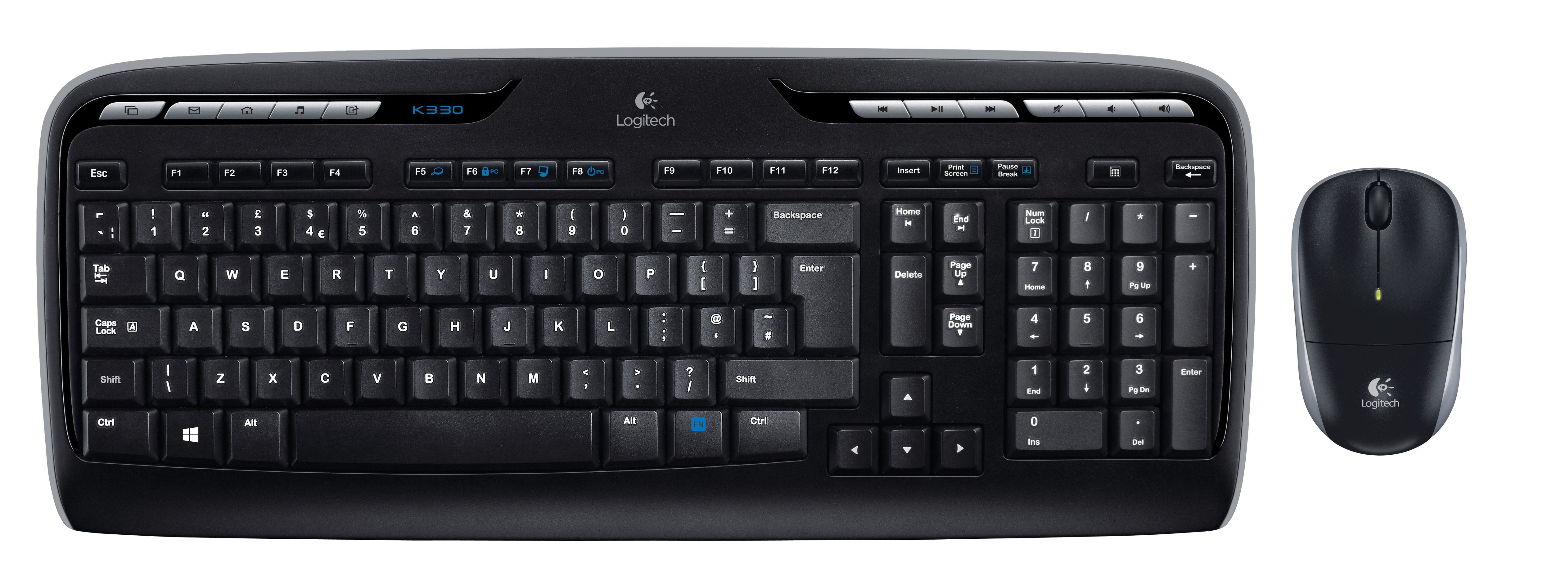 Logitech MK330 - Keyboard and Mouse Set - Wireless - Mouse included - US International - Black