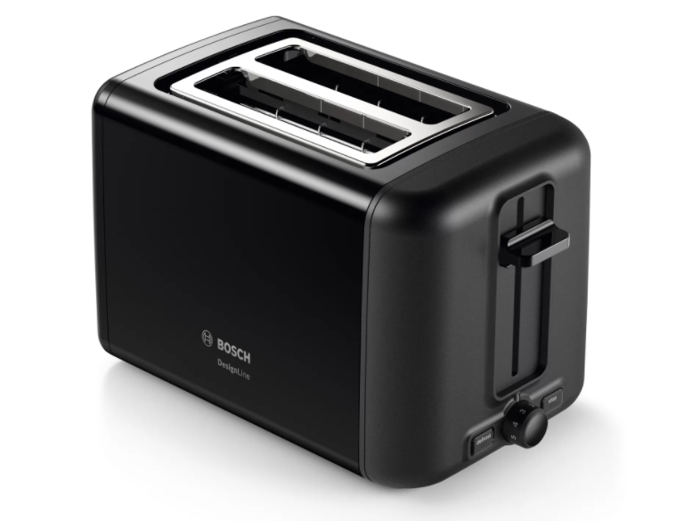 Bosch - DesignLine Toaster - TAT3P423 - Power 970 W - Number of slots 2 - Housing material Stainless steel - Black