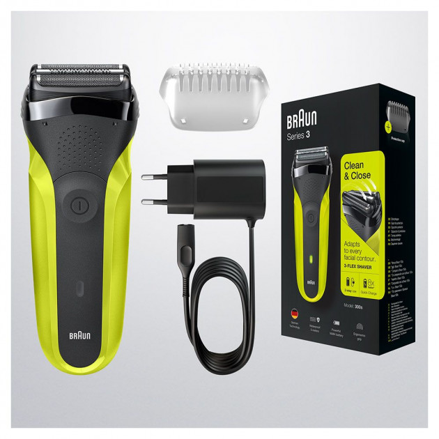 Braun - Shaver - 300s - Operating time (max) 30 min - Black/Green