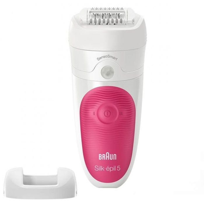 Braun - Epilator - Silk-épil 5 SE5500 - Operating time (max) 30 min - Bulb lifetime (flashes) Not applicable - Number of power levels 1 - Wet & Dry - White/Pink